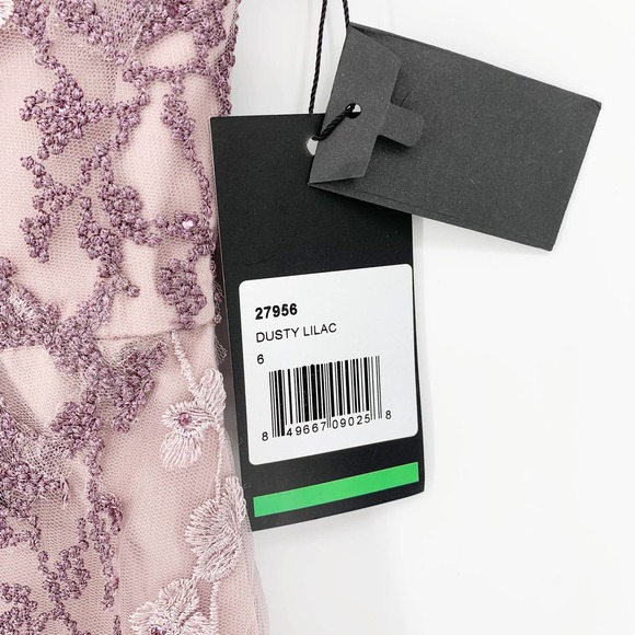 La Femme | Dusty Lilac Lace Column Beaded Gown, Sz 6 - Picture 6 of 12